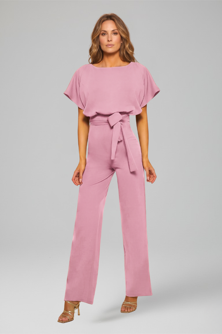 Lena | Women's Jumpsuit | Round Neckline Wide Legs