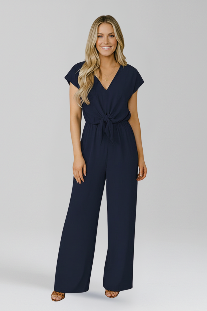 Petra | Women's Jumpsuit | V-Neck Tied Waist