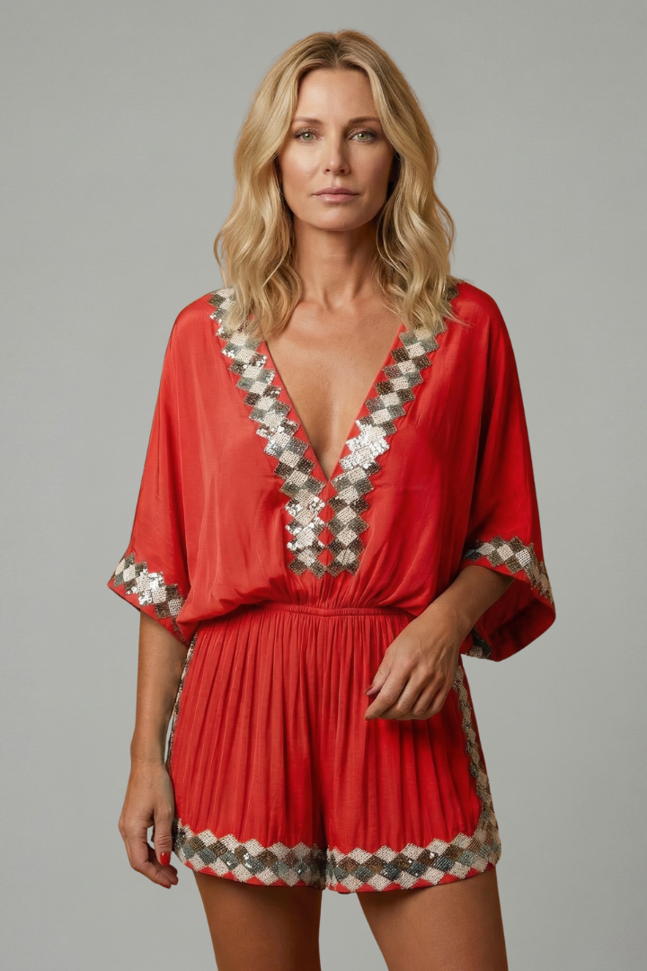 Tamsin | Women's Jumpsuit | V-Neck Wide Legs Relaxed