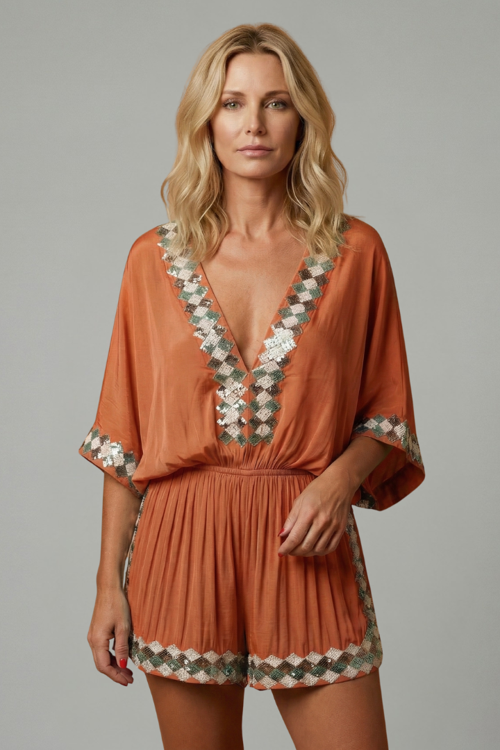 Tamsin | Women's Jumpsuit | V-Neck Wide Legs Relaxed
