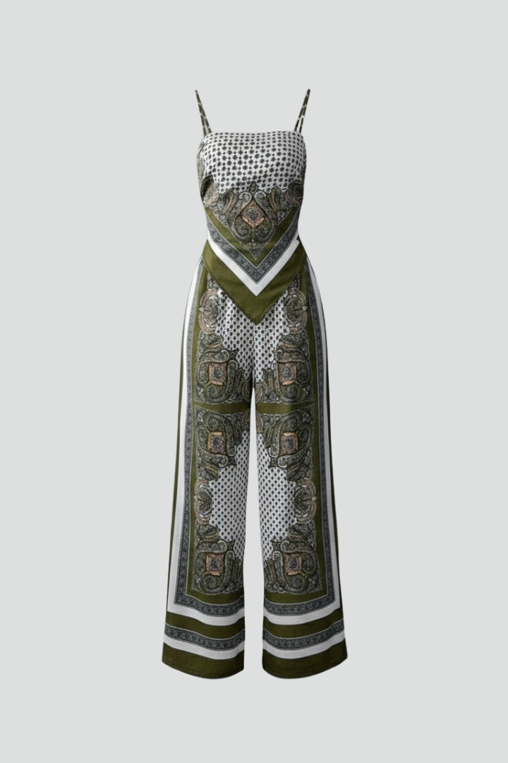 Raia | Women's Jumpsuit | V-Neckline Printed Surface