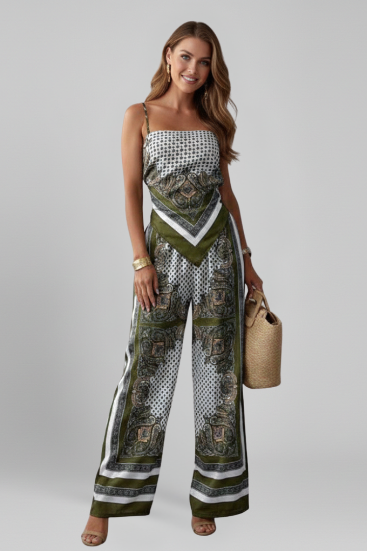 Raia | Women's Jumpsuit | V-Neckline Printed Surface