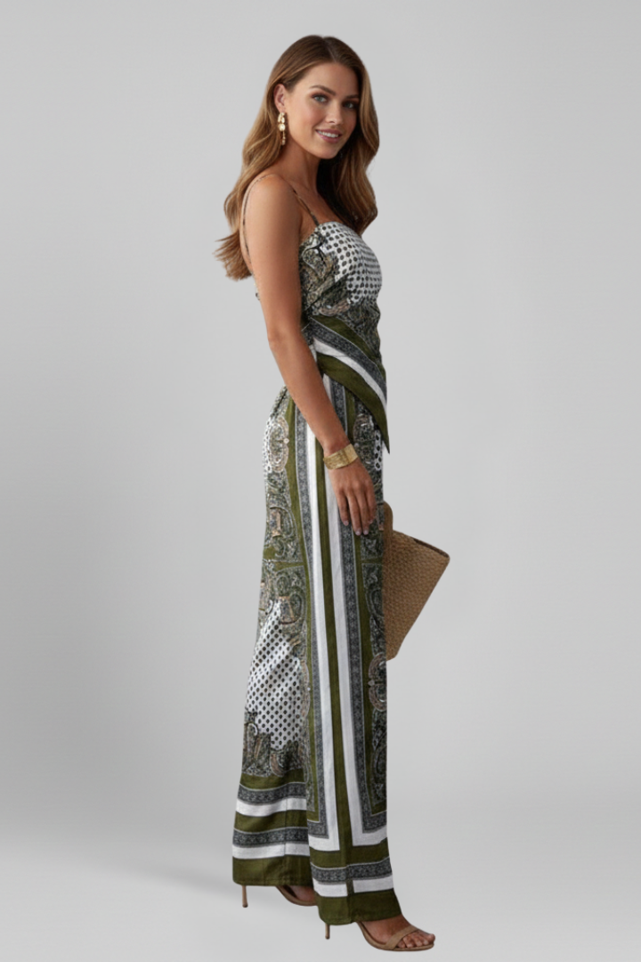 Raia | Women's Jumpsuit | V-Neckline Printed Surface