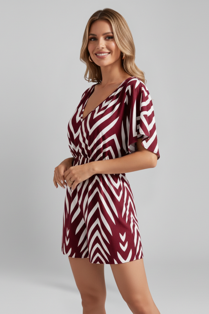 Ximena | Women's Jumpsuit | V-Neckline Printed Surface