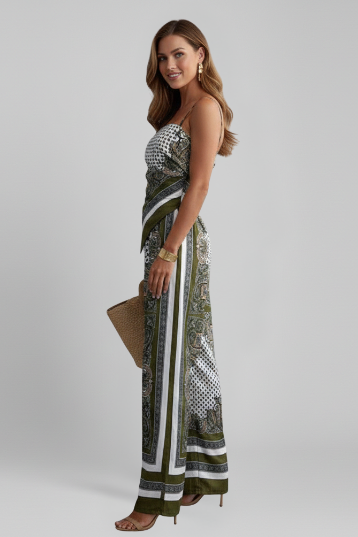 Raia | Women's Jumpsuit | V-Neckline Printed Surface