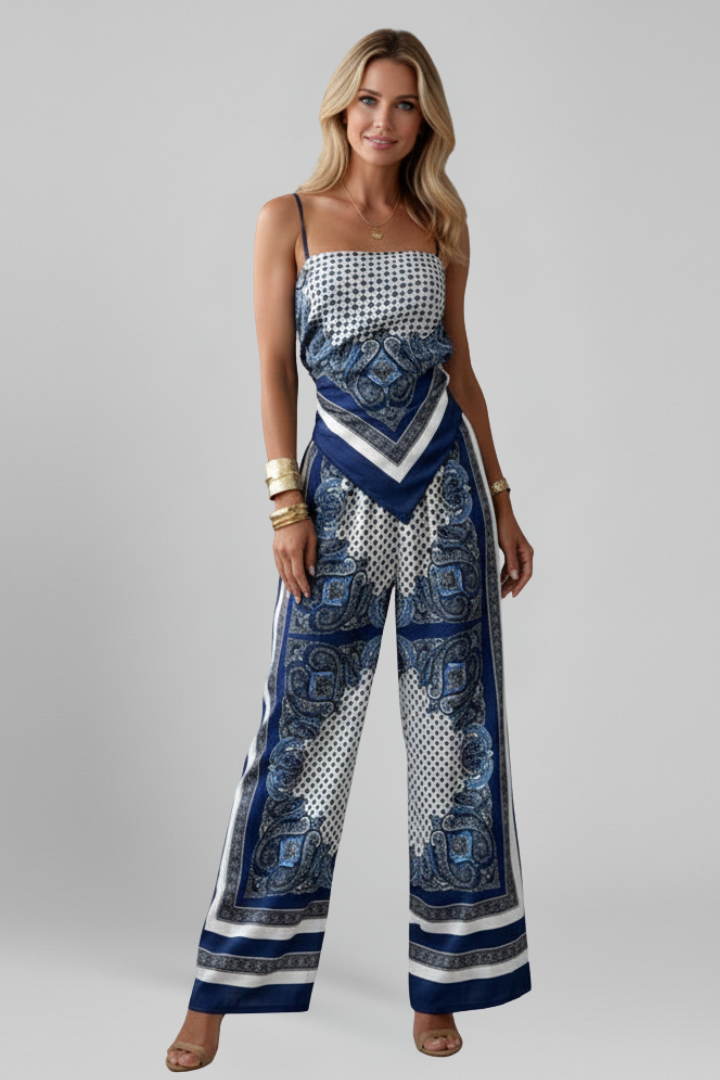 Raia | Women's Jumpsuit | V-Neckline Printed Surface