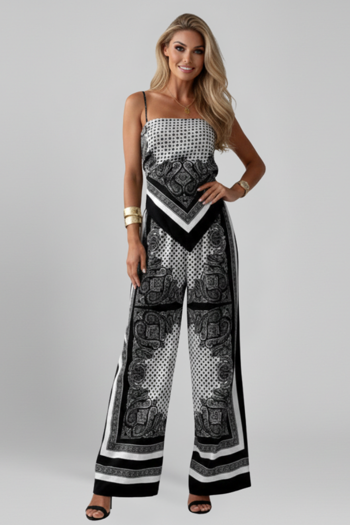 Raia | Women's Jumpsuit | V-Neckline Printed Surface