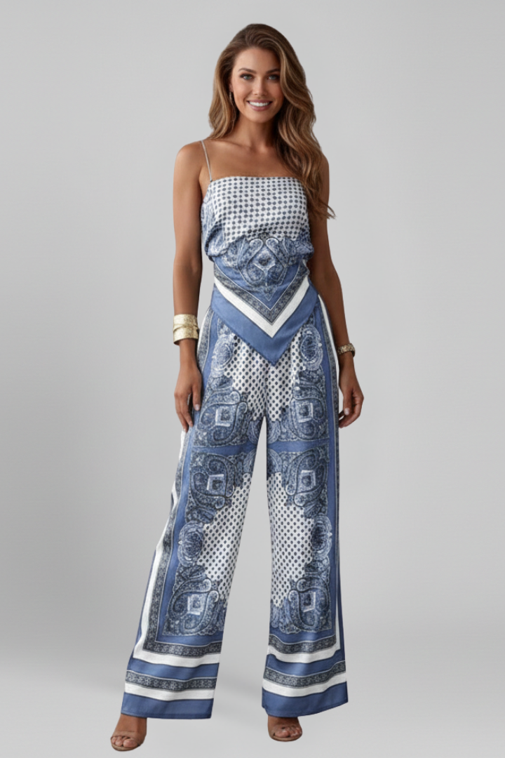 Raia | Women's Jumpsuit | V-Neckline Printed Surface