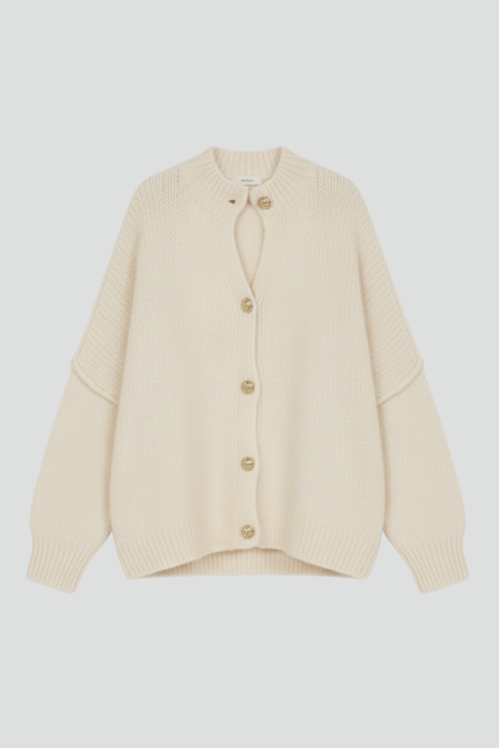 Dinah | Women's Cardigan | Button-Front Dropped Shoulders Knit