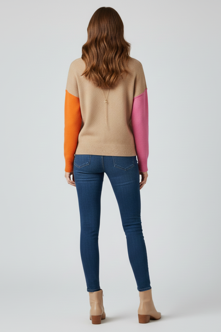 Kerensa | Women's Sweater | High Collar Ribbed Cuffs Knit