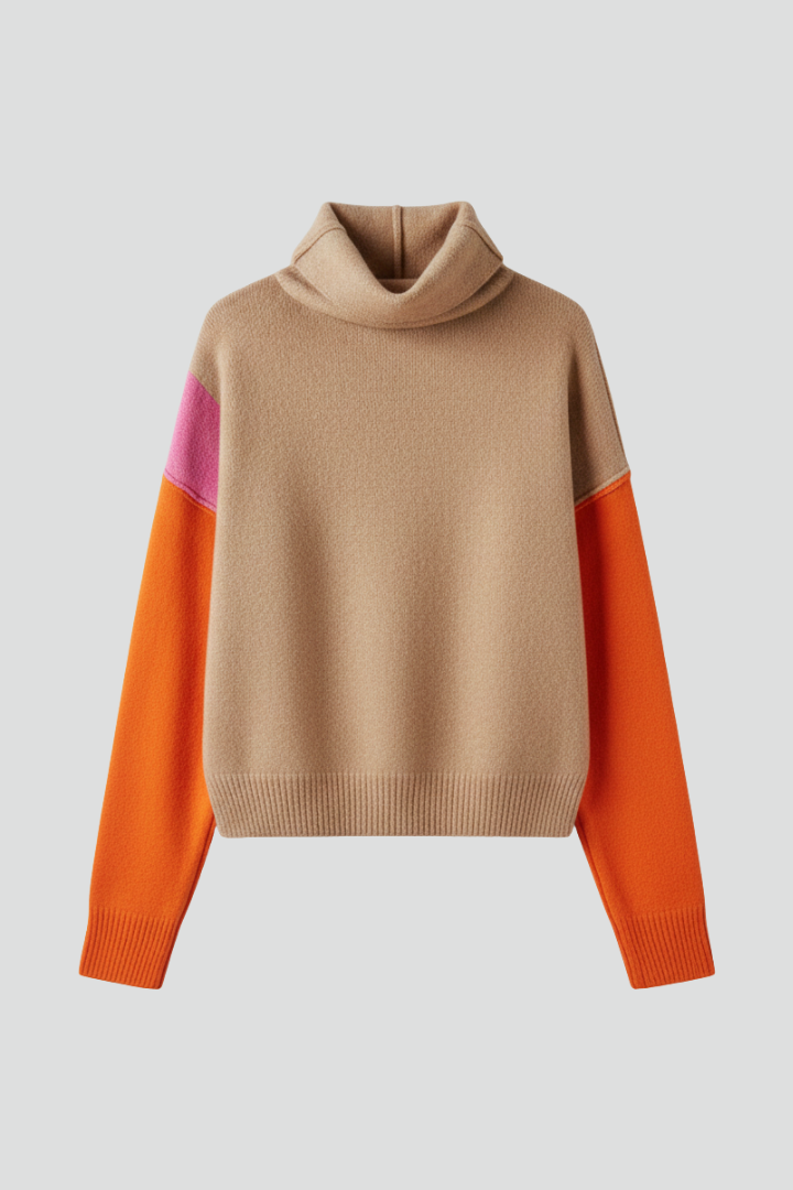 Kerensa | Women's Sweater | High Collar Ribbed Cuffs Knit