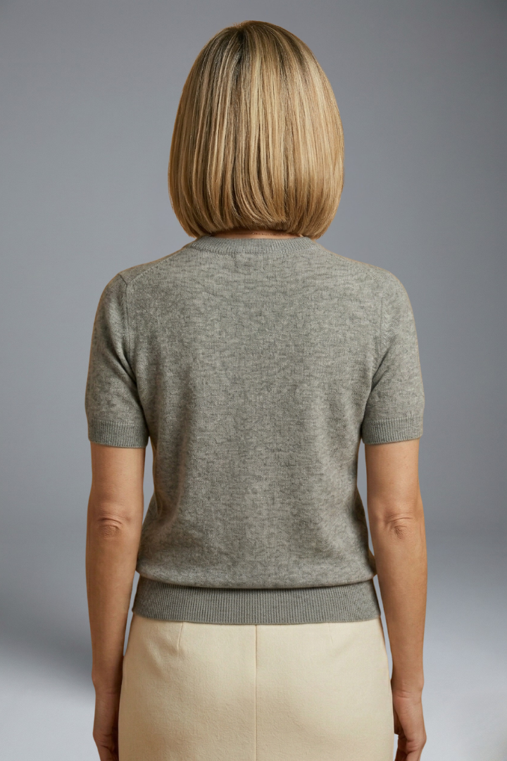 Pema | Women's Top | Crew Neck Ribbed Hem Knit
