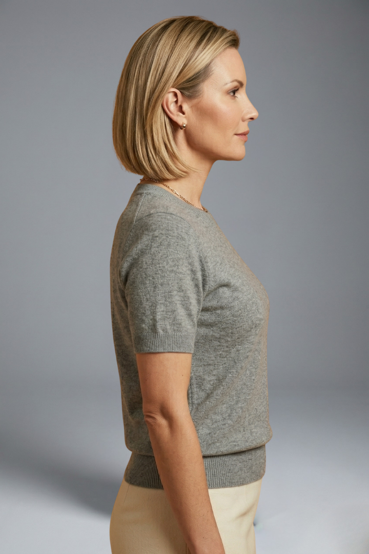 Pema | Women's Top | Crew Neck Ribbed Hem Knit