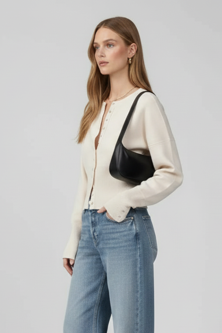 Birdie | Women's Cardigan | Round Neckline Button-Front Knitted