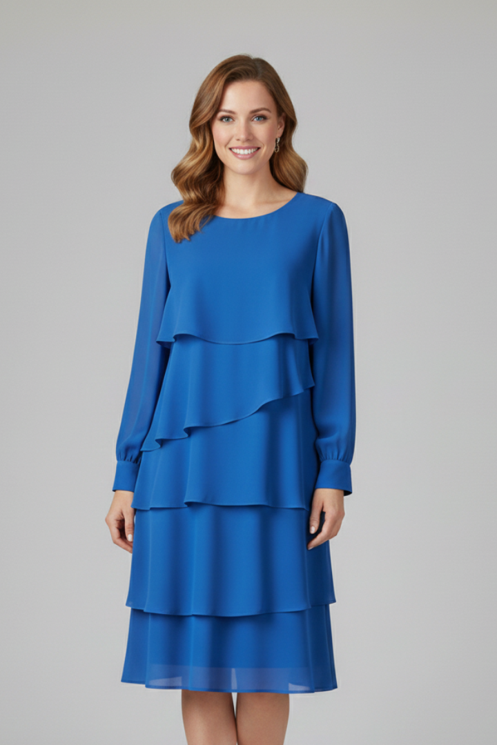 Herrad | Women's Layered Dress | Long Sleeves Tiered Skirt
