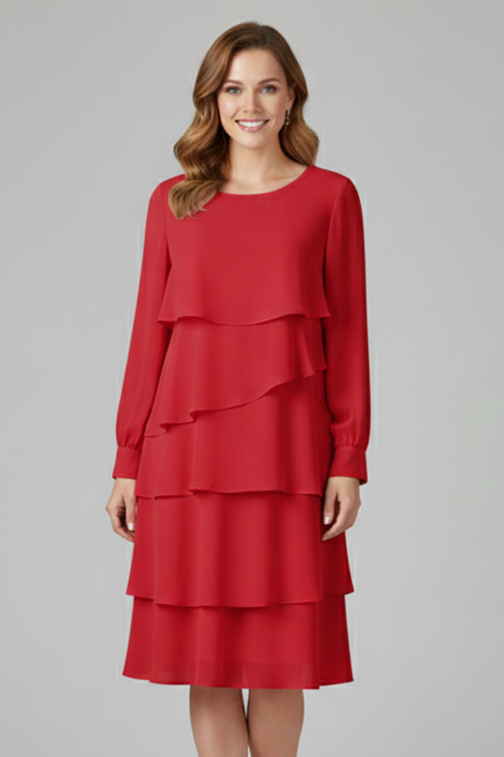 Herrad | Women's Layered Dress | Long Sleeves Tiered Skirt