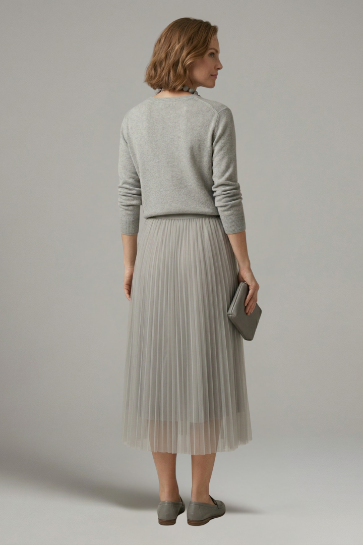 Opal | Women's Layered Dress | Round Neck Pleated Skirt