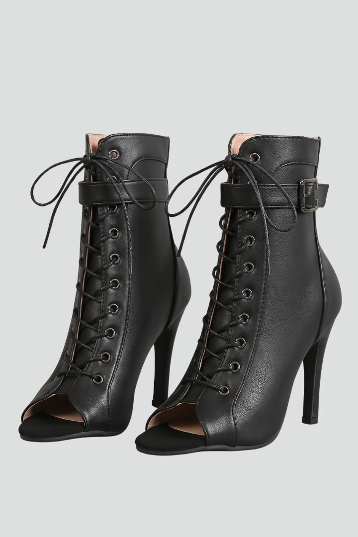 Cleis | Women's Leather Heels | Open Toe Strap Fastening