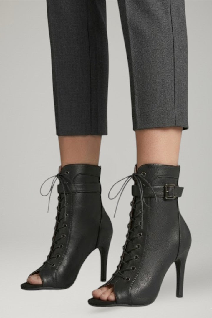 Cleis | Women's Leather Heels | Open Toe Strap Fastening