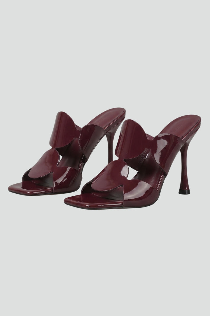 Odilia | Women's High Heel Leather Sandals | Square Toe Stiletto Heel