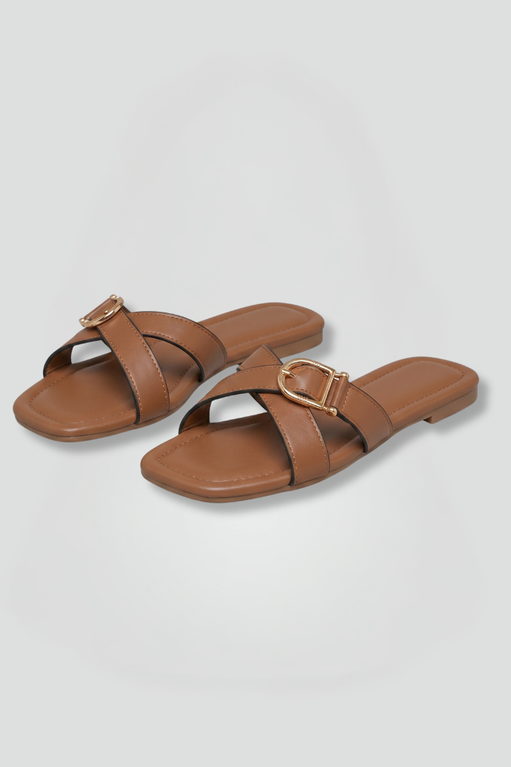 Godegisel | Women's Leather Sandals | Criss Cross Straps Slip On