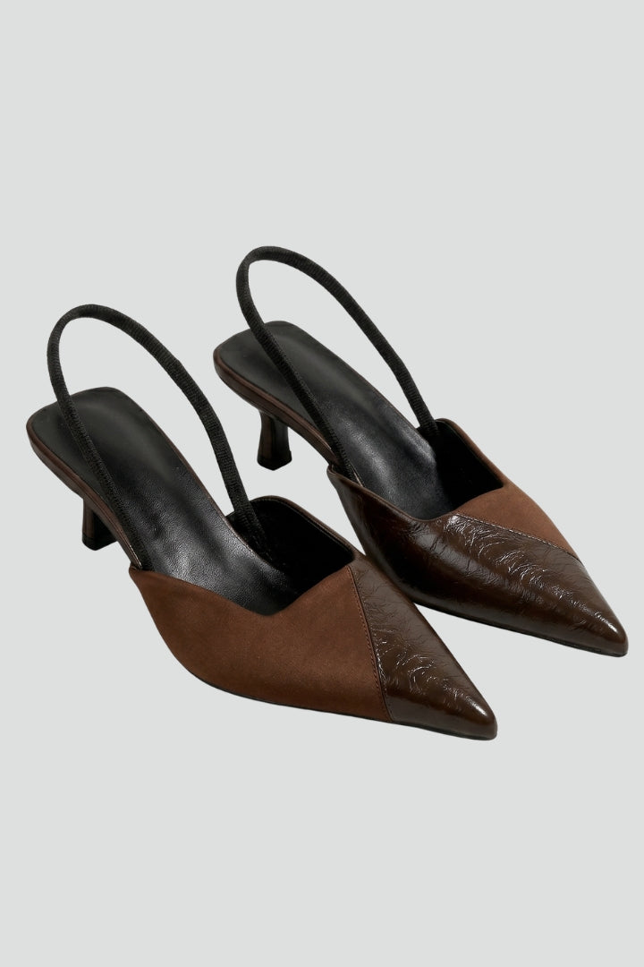 Quinn | Women's Leather Sandals | Pointed Toe Kitten Heel
