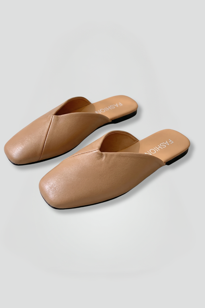 Eidothea | Women's Leather Sandals | Square Toe Slip On