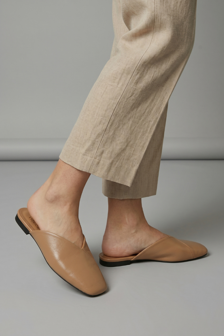 Eidothea | Women's Leather Sandals | Square Toe Slip On