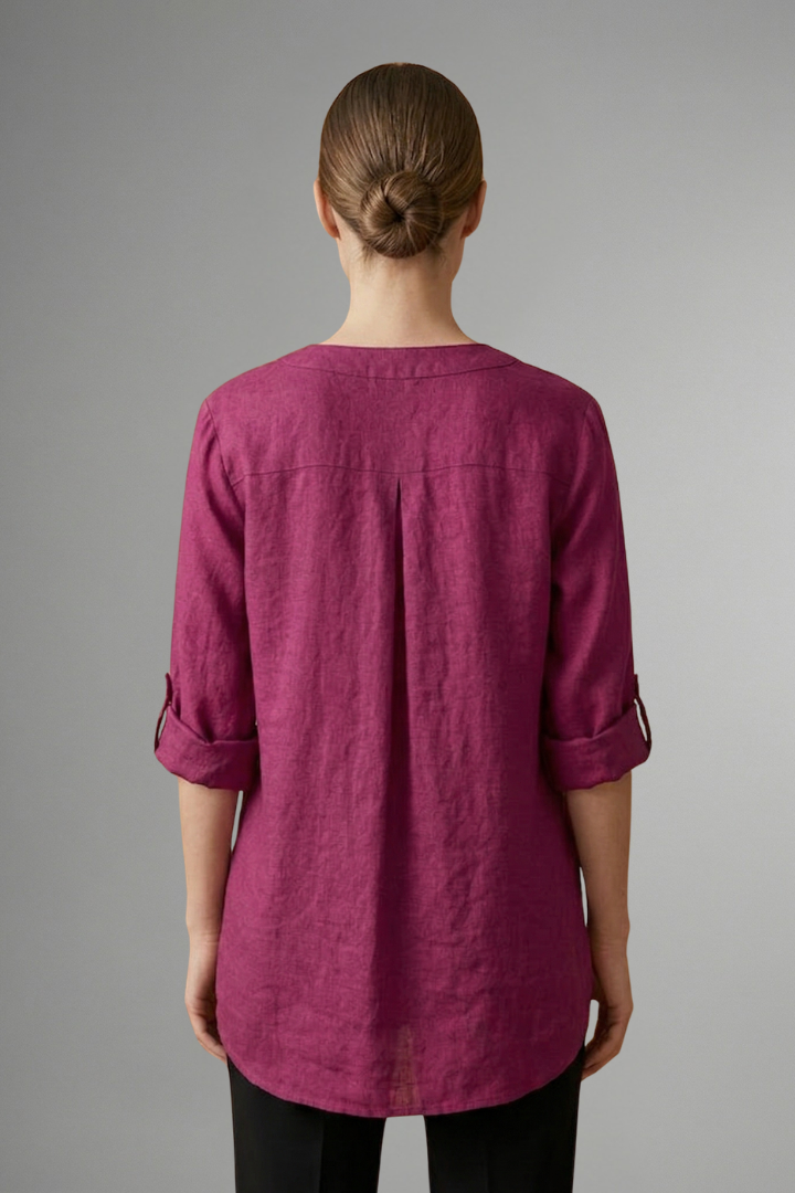 Lara | Women's Blouse | Linen Button Closure Roll Sleeves