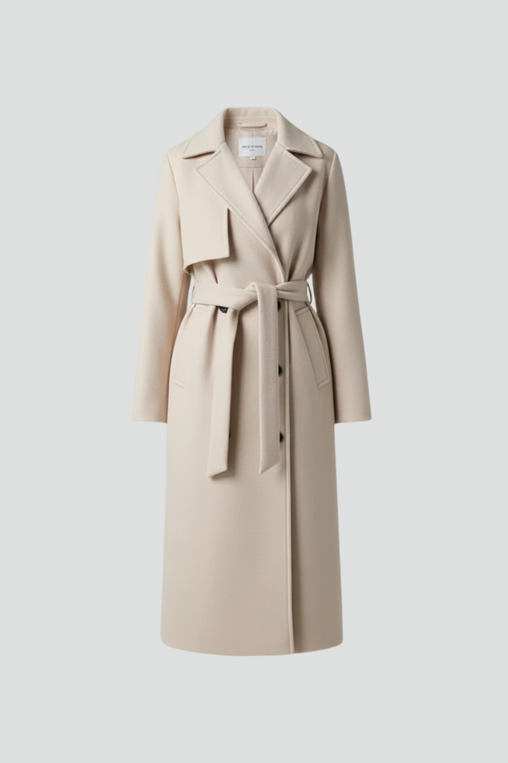 Thisbe | Women's Long Coat | Belt & Double-Breasted