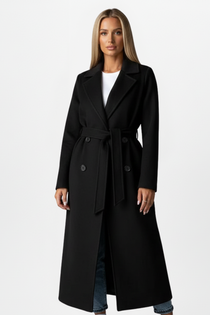 Thisbe | Women's Long Coat | Belt & Double-Breasted