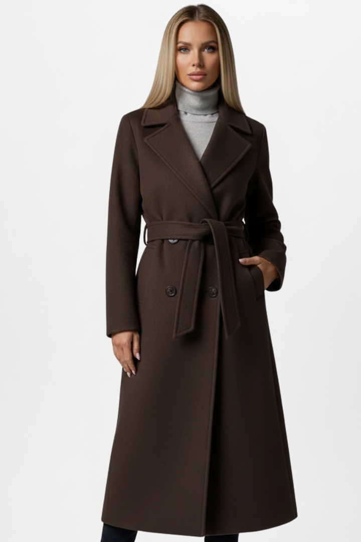 Thisbe | Women's Long Coat | Belt & Double-Breasted