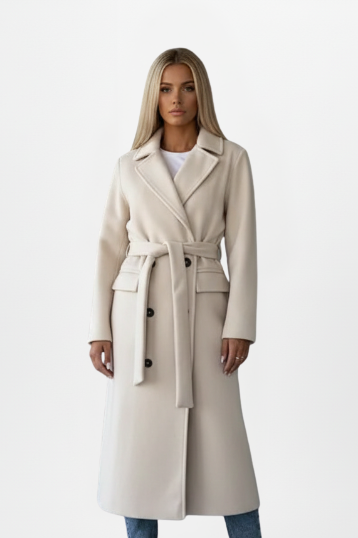 Thisbe | Women's Long Coat | Belt & Double-Breasted