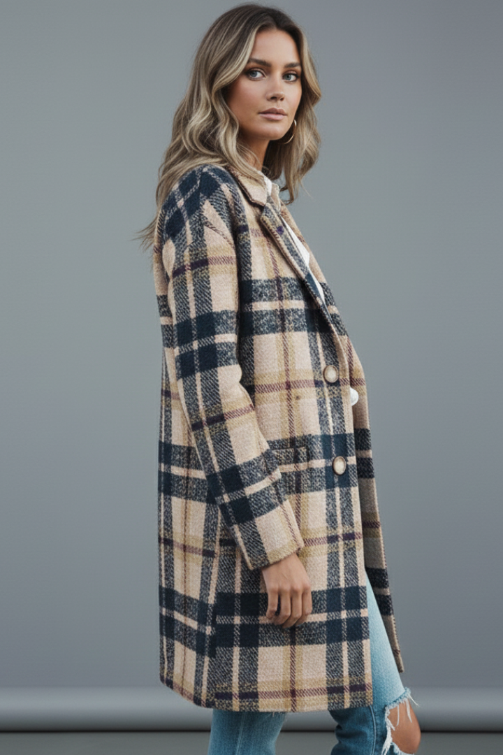 Ingeborg | Women's Long Coat with Buttons & Lapel