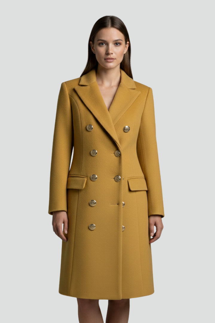 Pilgrim | Women's Long Coat | Double Buttons Lapel Collar