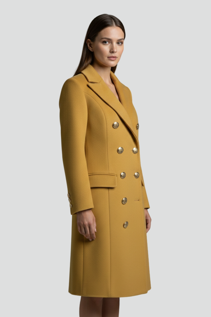 Pilgrim | Women's Long Coat | Double Buttons Lapel Collar