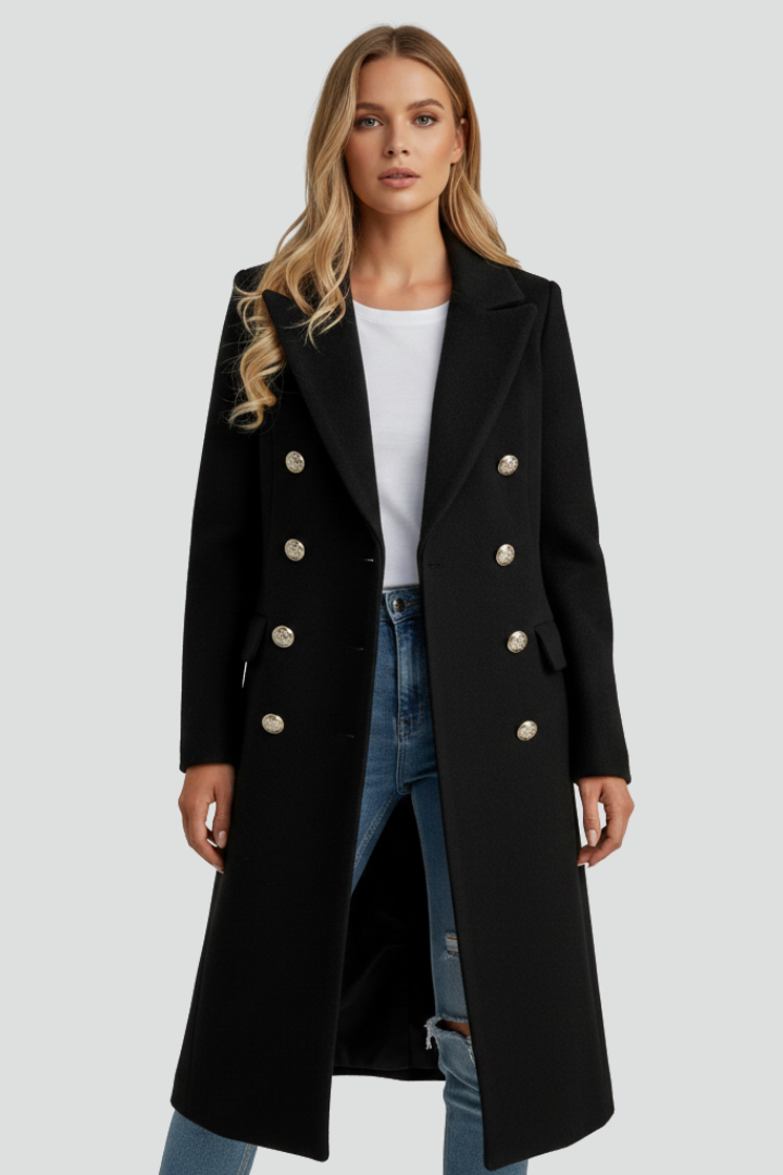 Pilgrim | Women's Long Coat | Double Buttons Lapel Collar