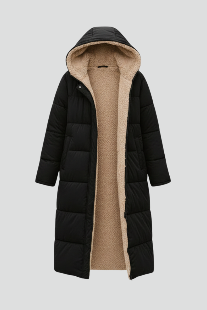 Thekla | Women's Long Coat with Hood & Zip