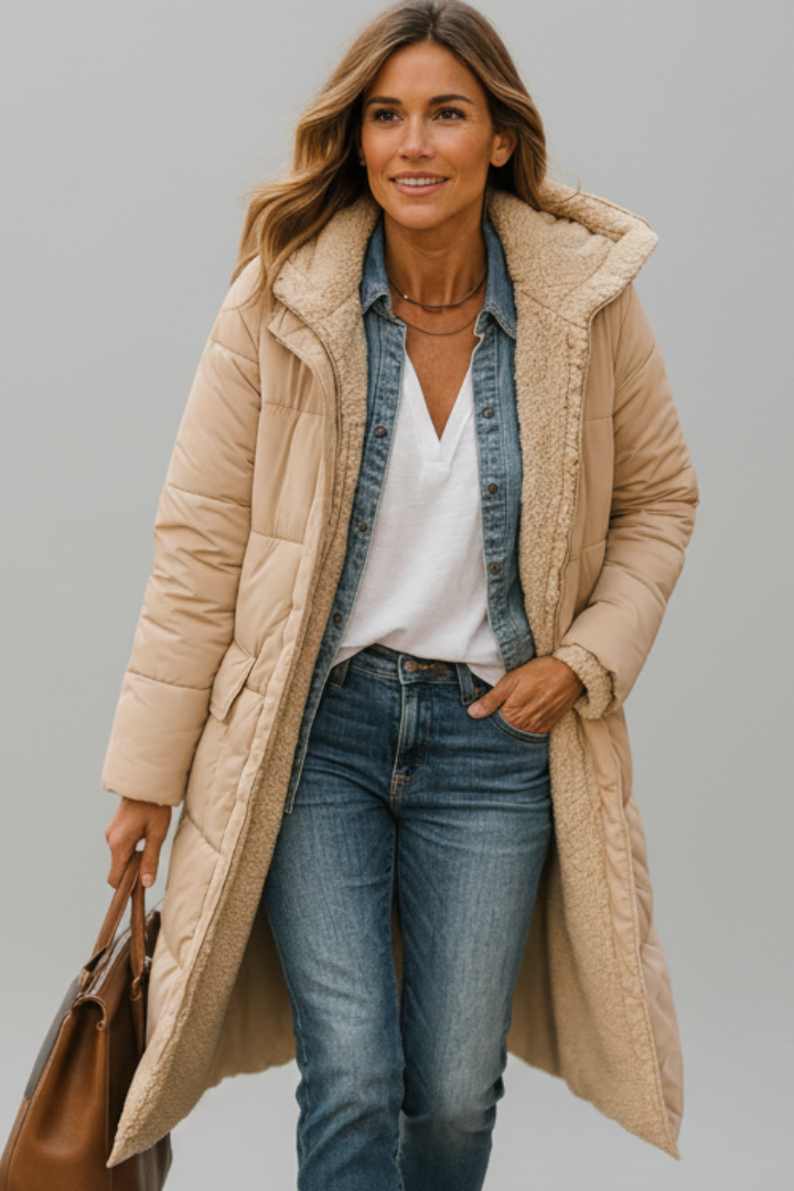Thekla | Women's Long Coat with Hood & Zip