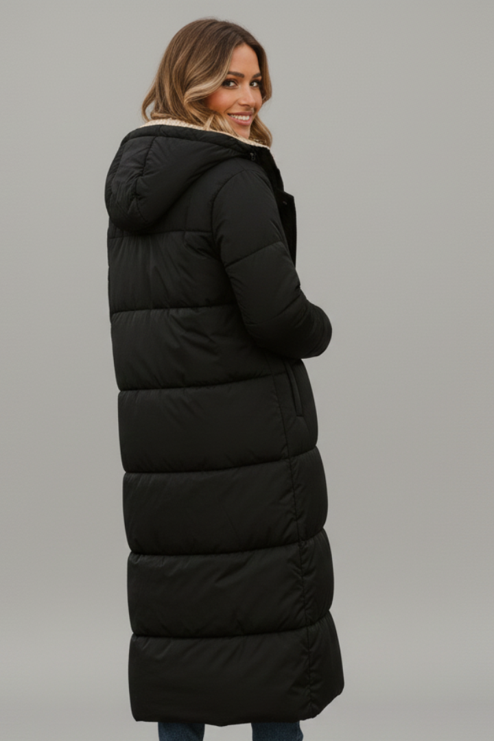 Thekla | Women's Long Coat with Hood & Zip