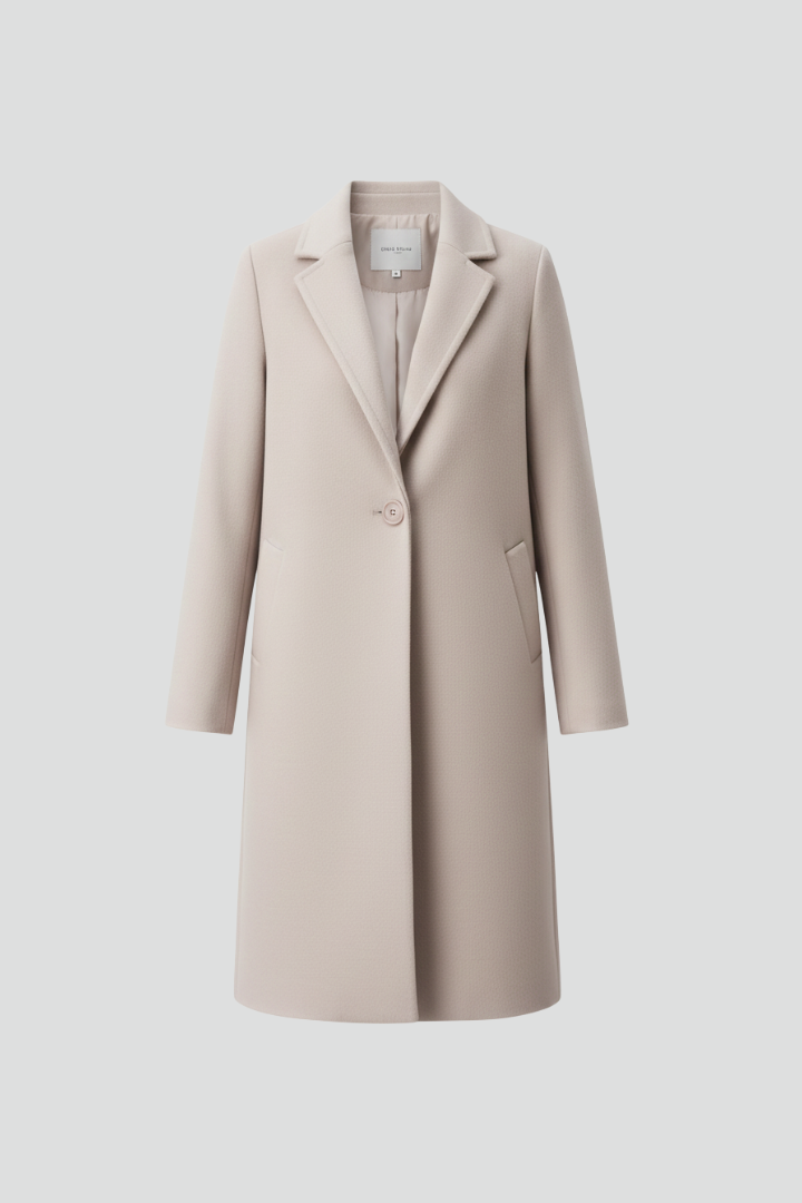 Muireann | Women's Long Coat | Lapel Collar Button Closure