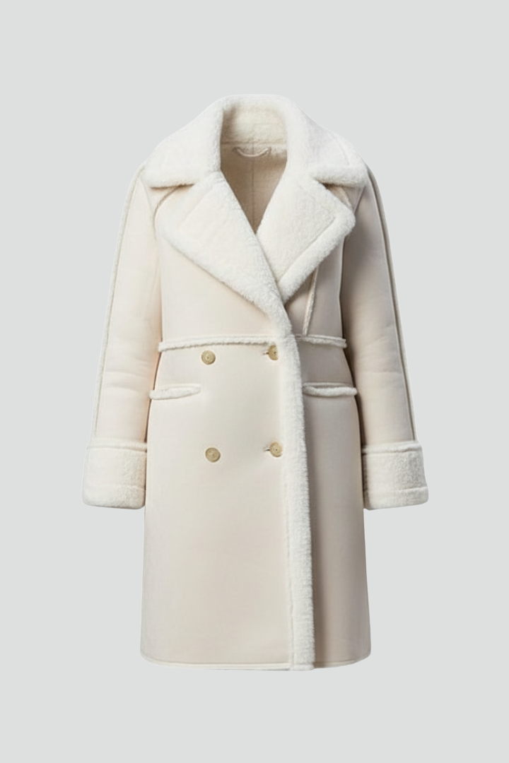 Bianca | Women's Long Coat | Lapel Collar Textured