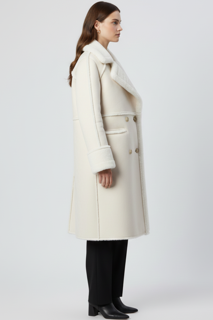 Bianca | Women's Long Coat | Lapel Collar Textured