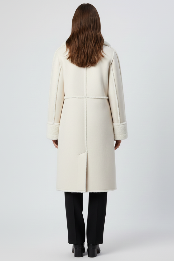 Bianca | Women's Long Coat | Lapel Collar Textured