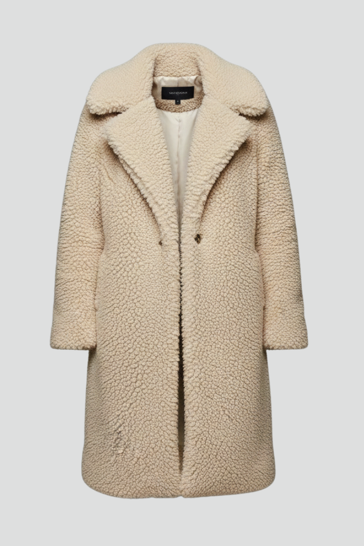 Camilla | Women's Long Coat | Lapel Collar Textured Surface