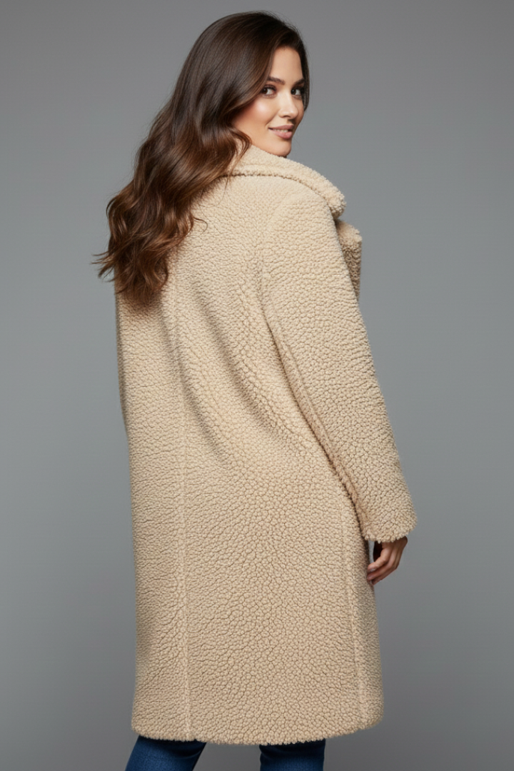 Camilla | Women's Long Coat | Lapel Collar Textured Surface