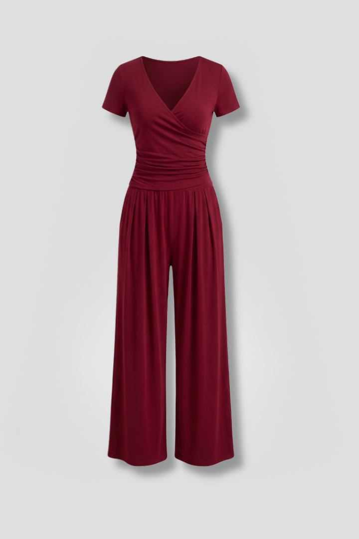 Cassia | Women's Jumpsuit | Wrap Top Wide-Leg Pants
