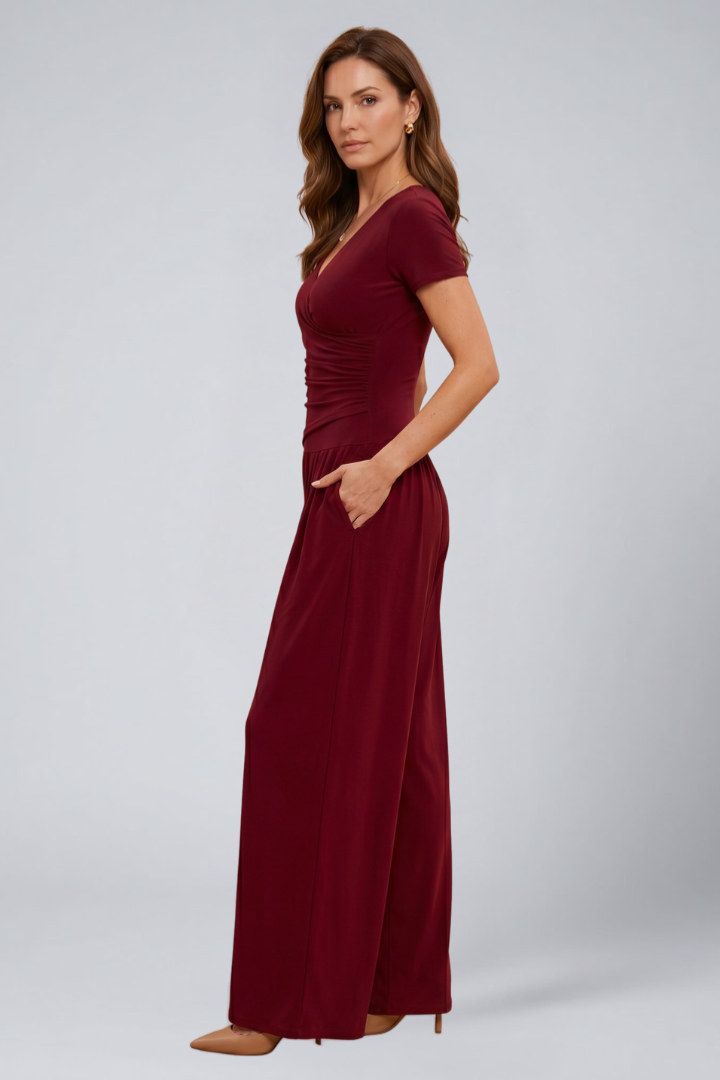 Cassia | Women's Jumpsuit | Wrap Top Wide-Leg Pants