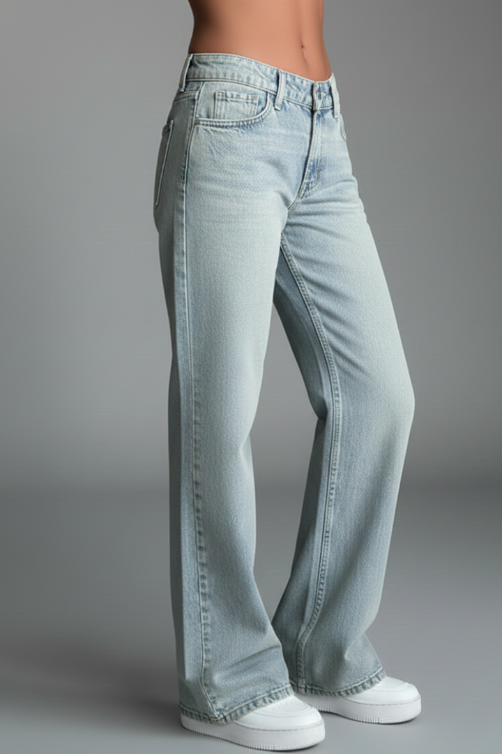 Linnea | Women's Jeans | Low-Waist Button Fastening Straight Legs