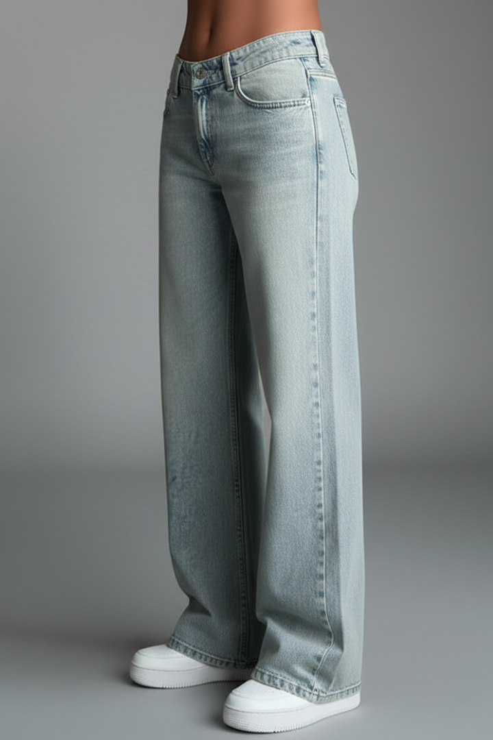 Linnea | Women's Jeans | Low-Waist Button Fastening Straight Legs